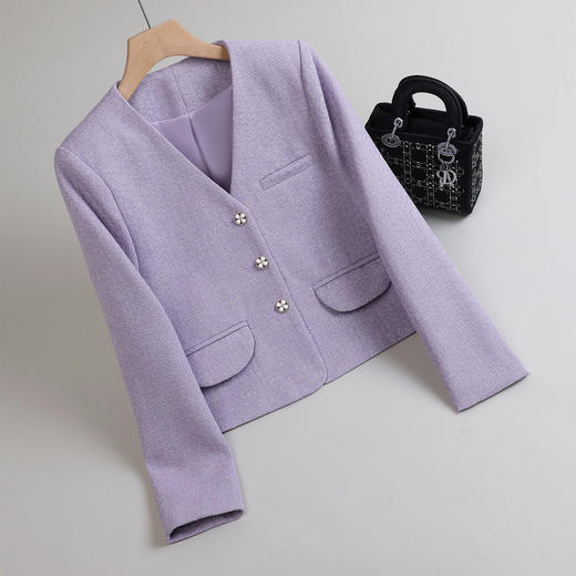 「自」全新升级【铂金会员174/天猫229/差价55】(65744)洛诗琳高级感小香风西装外套2026新款气质V领显瘦通勤上衣女 商品图4