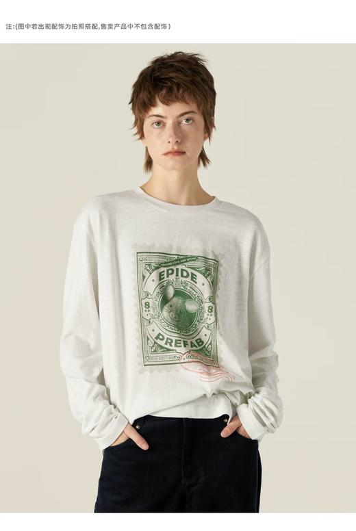 Epide Prefa*b小猪视力表/花枝鼠邮票 搞怪印花宽松长袖T恤 商品图3