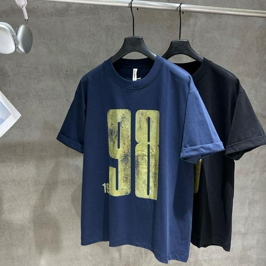 百搭街头创意98数字印花宽松复古做旧T恤上衣    YLZ-A634 商品图0