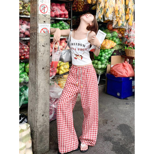 <曾小咸推荐>韩系白色字母印花吊带背心 商品图1