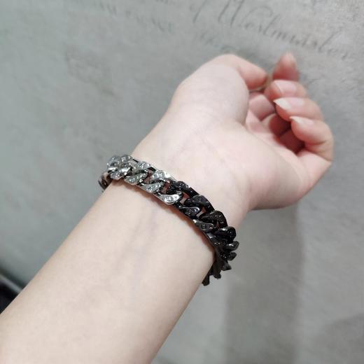 F031422黑银拼色古巴手链简约设计精钢白金限定老花手链 商品图5