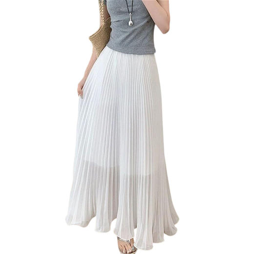 【仙仙风！温柔百褶裙】敲仙温柔风雪纺百褶半身裙 2026夏季新款高腰显瘦A字中长裙 女裙子 商品图1