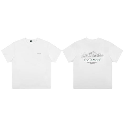 F031445复古简约前后字母小房子印花圆领短袖T恤 商品图0