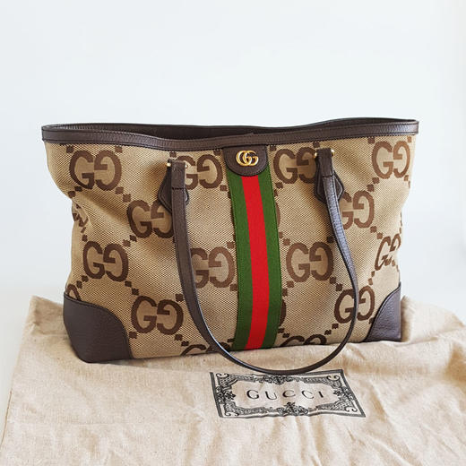 【95新】GUCCI古驰Ophidia系列631685经典大花双G帆布款单肩手提购物袋托特包女士010326TJ10 商品图1