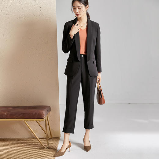 剩S/M 【通勤套装】秋季小西装外套直筒西装裤职业休闲套装女 商品图2