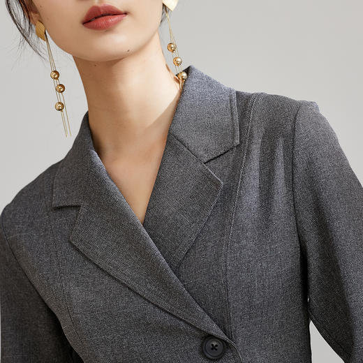 剩S 芳外秋季复古西装领连衣裙简约修身显瘦a字裙子连衣裙 商品图4