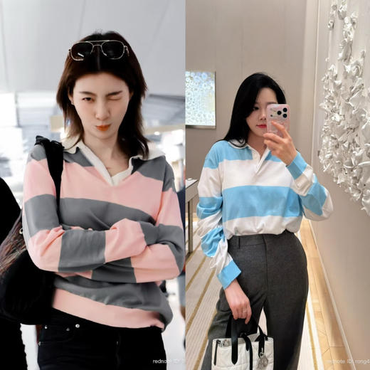 314-7 渠道货 雕 26ss 18针翻领条纹衫 商品图0