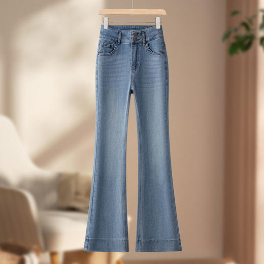 「自」全新升级【铂金会员165/天猫219/差价54】(05126)洛诗琳气质百搭微喇牛仔裤女2026新款修身显瘦高腰九分裤 商品图1