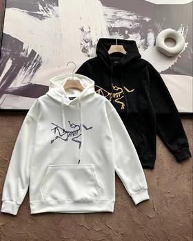 F031453撞色Logo印花秋季情侣款纯色连帽宽松套头卫衣