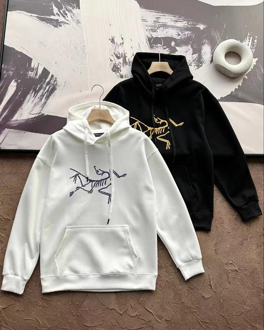 F031453撞色Logo印花秋季情侣款纯色连帽宽松套头卫衣 商品图0