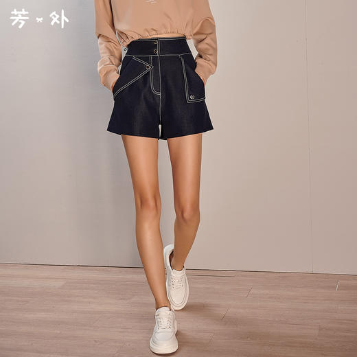 剩S 芳外春季新款时尚气质通勤仿牛仔短裤百搭显腿长休闲裤女0274 商品图0