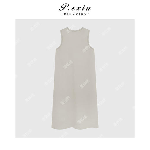 100%棉气质松弛垂坠感流苏围领U领无袖连衣裙 W-63257 商品图2