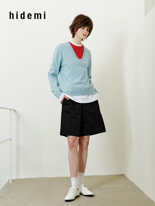 hidemi副线小h 简约休闲全棉抽绳短裤休闲裤 商品图5
