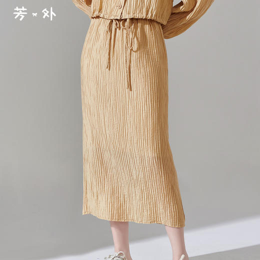 剩S 芳外春季新款肌理感褶皱质感半身裙百搭弹力直筒显瘦裙子0075 商品图0