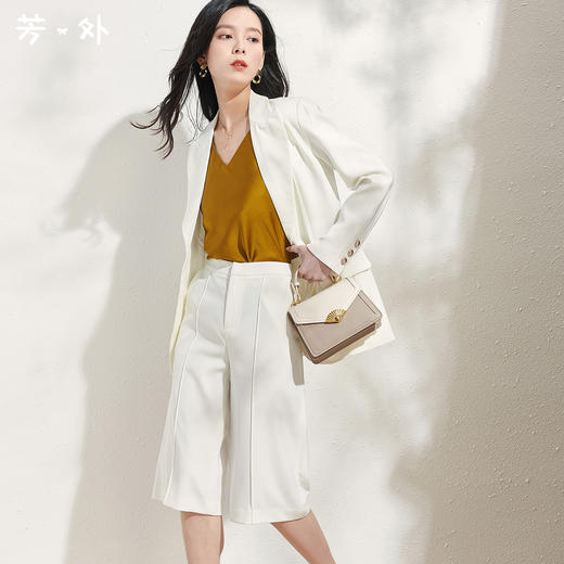 剩L/S/M/XL 芳外春季新品西服五分裤套装通勤百搭减龄显白两件女式套装 商品图0