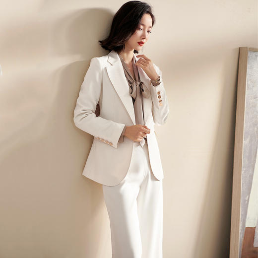 米思阳春装新款时尚职业套装修身西装外套阔腿裤两件套女0470 商品图1