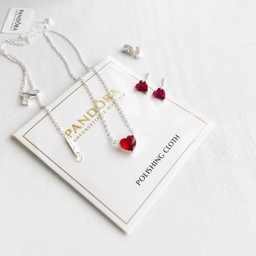 F031442烈焰之心项链耳钉套装爱心项链耳钉两件套 商品图5