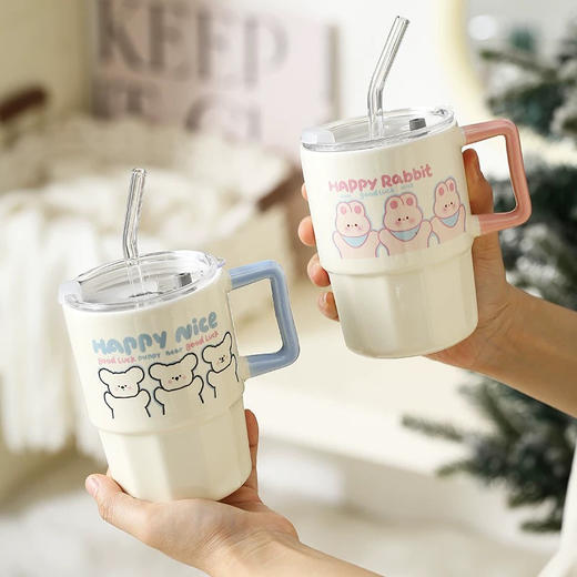 卡通创意陶瓷吸管杯（图案较多，随机发货） 商品图1