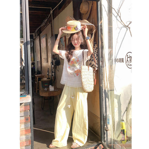 <曾小咸推荐>韩系蕾丝镂空宽松短袖t恤女 商品图2