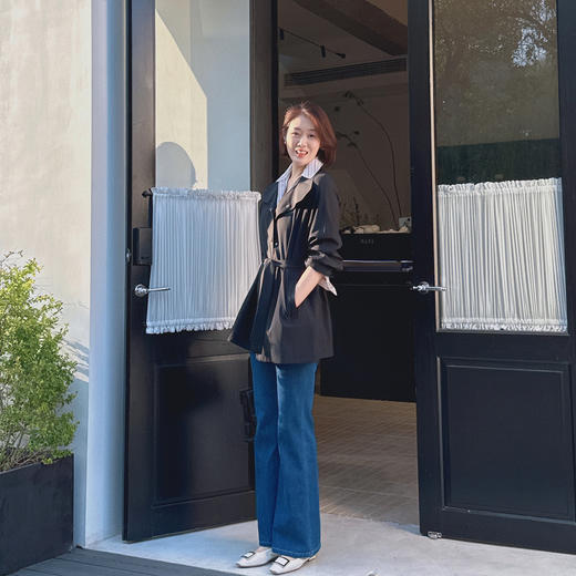 火桐hooton 露珠系列 丝毛精纺色织短风衣ZB2525 商品图7