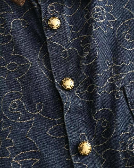 F031476金线刺绣老花字母logo牛仔翻领衬衫短袖外套 商品图10