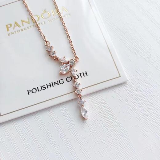 F031420优雅时尚玫瑰金结合水晶925银流苏花朵项链 商品图0