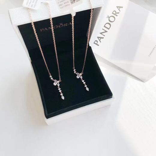 F031420优雅时尚玫瑰金结合水晶925银流苏花朵项链 商品图4