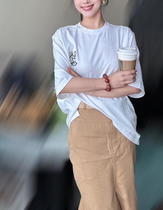 中性款皮刺绣宽松短袖T恤la 商品图4