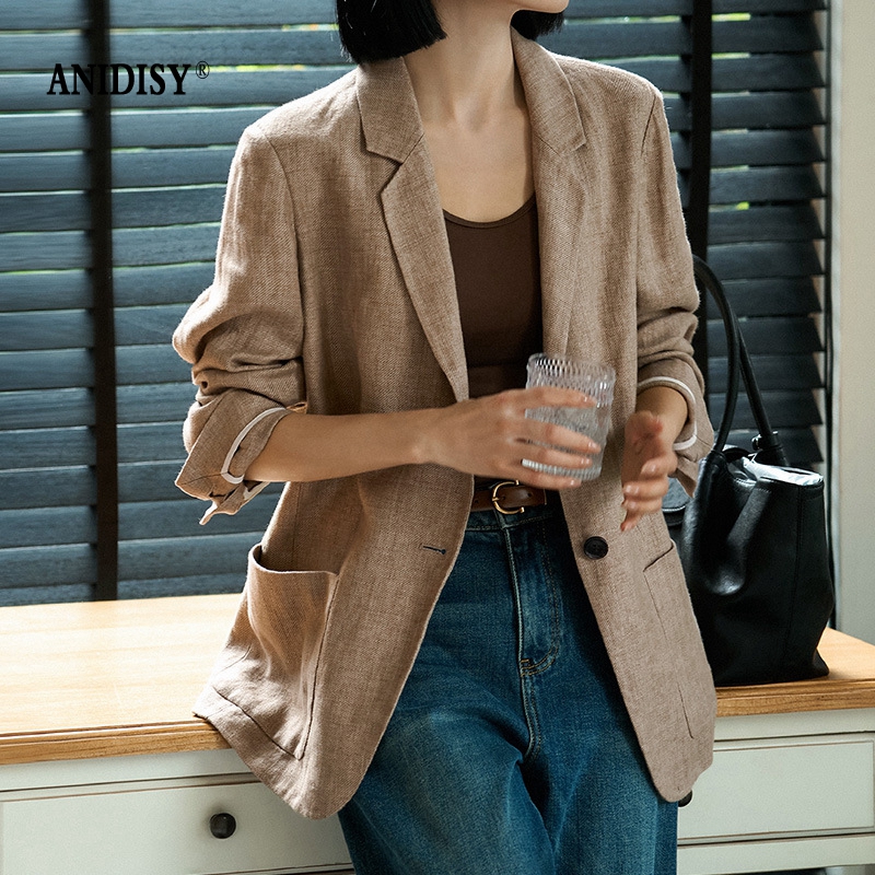 老钱风翻领长袖一粒扣西装外套