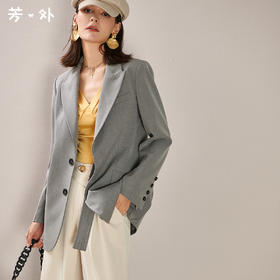 剩L 芳外春季新款通勤文艺小众设计西装外套修身薄款灰色西服0207