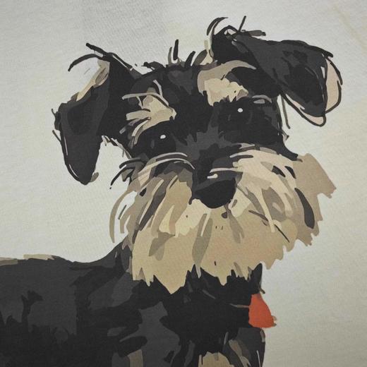 F031413雪纳瑞狗图案logo字母纯棉印花休闲情侣短袖T恤 商品图4