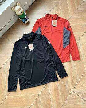 F031415春季长袖立领透气速干半拉拼色款训练衣男女同款