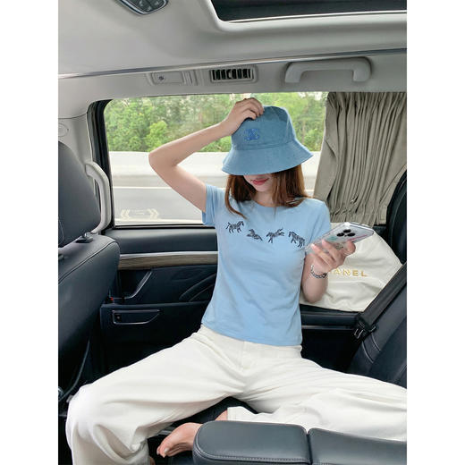 <曾小咸推荐>韩系圆领正肩印花短袖t恤女【预售款，预计3-15天！！】 商品图4