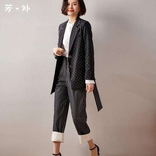 剩M/L/XL 芳外春季新款潮流时尚套装长袖西装外套直筒宽松裤子套装0164 商品图0
