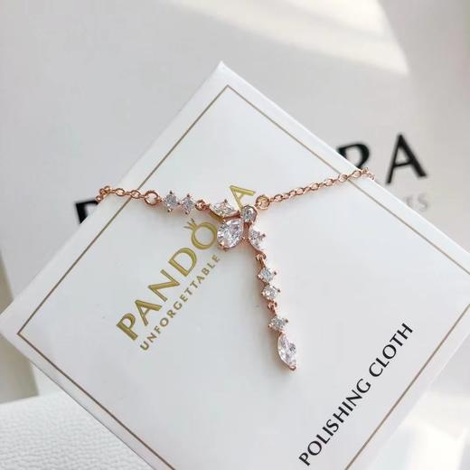 F031420优雅时尚玫瑰金结合水晶925银流苏花朵项链 商品图2