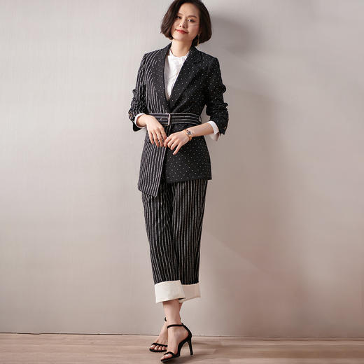 剩M/L/XL 芳外春季新款潮流时尚套装长袖西装外套直筒宽松裤子套装0164 商品图2
