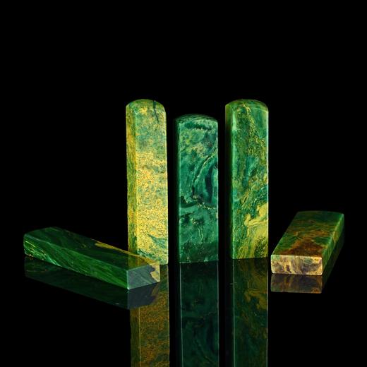 孤品17927翡翠绿孔雀绿石书画落款章硬笔小楷组章5枚-大小不一 商品图3