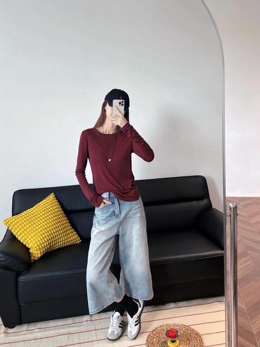 【老钱风80S羊毛天丝长袖T恤】多色可选~80S绵羊毛➕兰精天丝纤维面料，超级柔软亲肤WD 商品图10