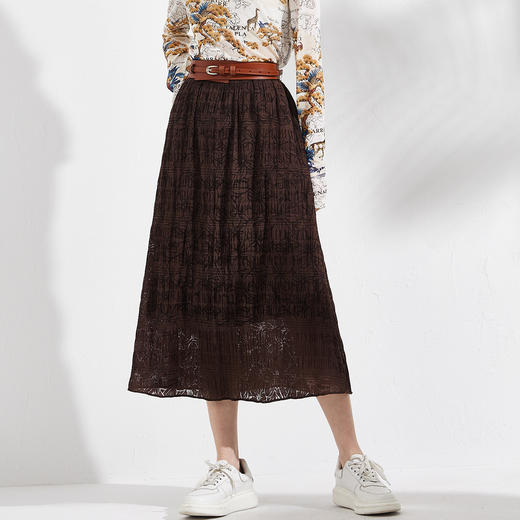 剩S 芳外夏季新款知性优雅提花半身裙薄款垂感飘逸长款伞裙0736 商品图4