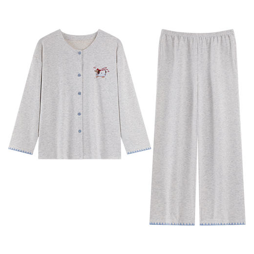 爱帝新款纯棉睡衣套女士文艺印花长袖家居服套装免穿文胸 商品图5