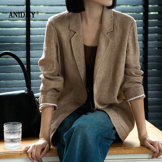 老钱风翻领长袖一粒扣西装外套 商品图1