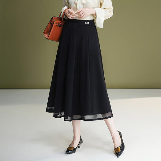 「自」全新升级【铂金会员137/天猫179/差价42】(71347)洛诗琳网纱A字垂感半身裙女2026新款高腰显瘦中长百褶裙 商品图2