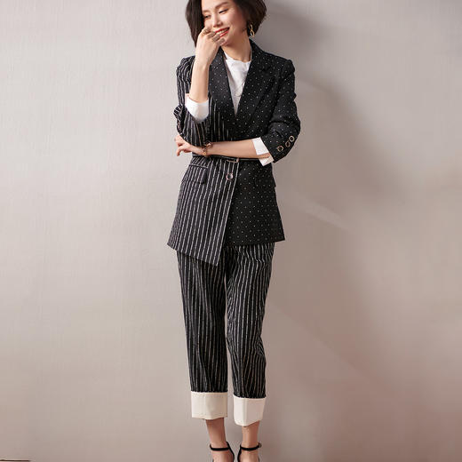 剩M/L/XL 芳外春季新款潮流时尚套装长袖西装外套直筒宽松裤子套装0164 商品图3