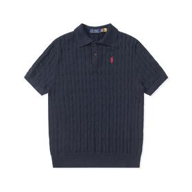 中性款纯棉短袖针织polo衫la