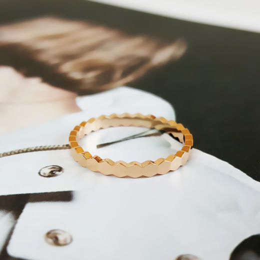 【95新】CHAUMET尚美Bee de Chaumet爱·巢系列081931玫瑰金无钻蜂巢戒指53号女士070326NJ12 商品图2