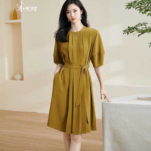 剩XL 【醋酸a字裙】夏季新款优雅大方纯色设计感压褶连衣裙 商品图1