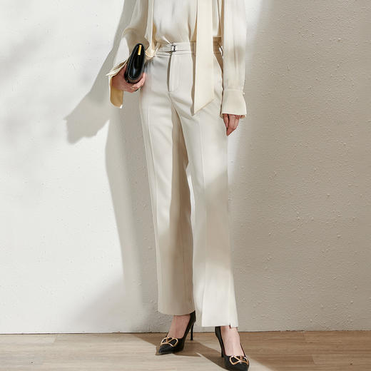 芳外春季新款百搭通勤微喇休闲裤显瘦米白色垂感西装裤女0081 商品图3