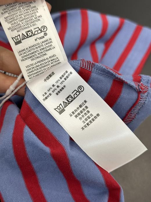 点此购买 缪缪春夏季女士咖色领蓝红条纹口袋短袖T恤 ye 342344 商品图10