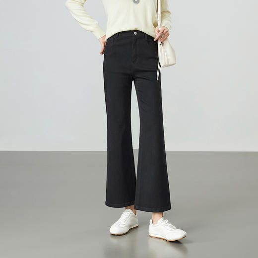 【春新品！九分-微喇牛仔】逸阳不易褪色显高显瘦小个子喇叭牛仔裤7472CS 商品图5