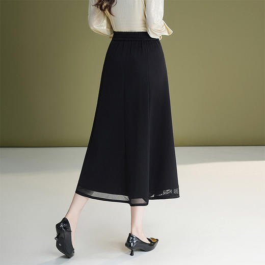 「自」全新升级【铂金会员137/天猫179/差价42】(71347)洛诗琳网纱A字垂感半身裙女2026新款高腰显瘦中长百褶裙 商品图3